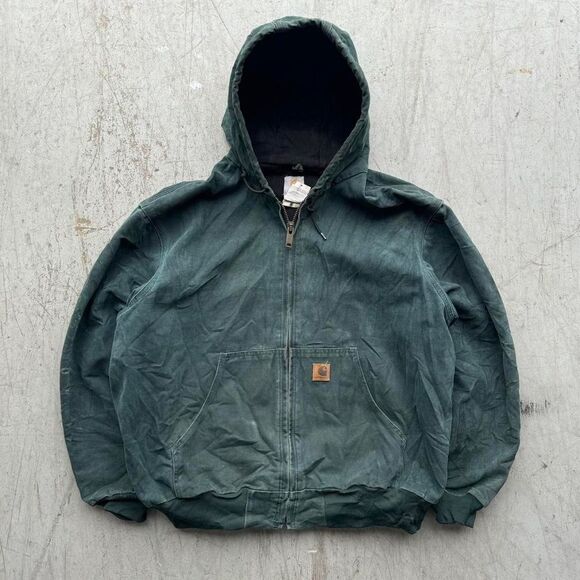 J150 HTG Vintage Carhartt workwear jacket size xxl 2xl green faded
